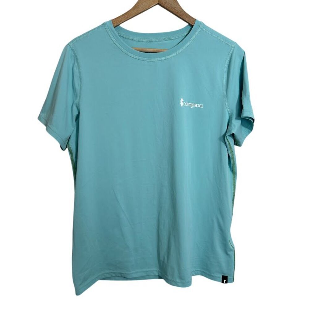 Cotopaxi Fino Short Sleeve Tech Tee Womens L Gulf Shirt Blue Sea Glass